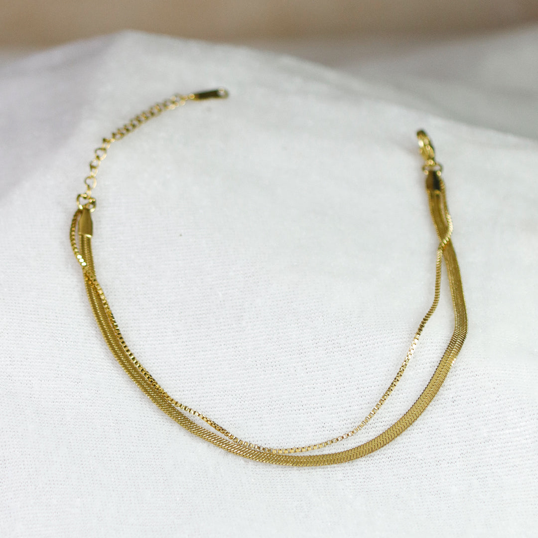 Dual Layer Sleek Chain Anklet