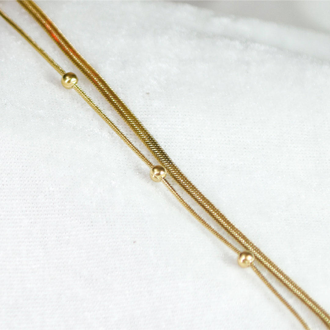 Golden Beaded Snake Chain Anklet
