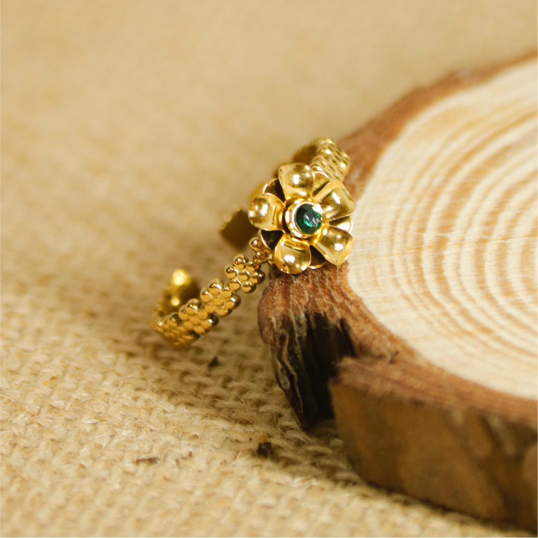 Floral Charm Adjustable Ring