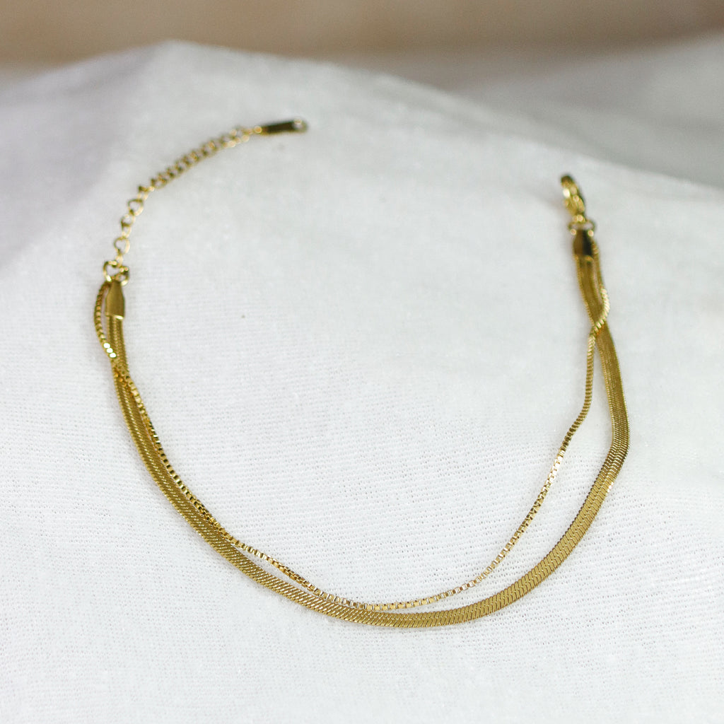 Dual Layer Sleek Chain Anklet