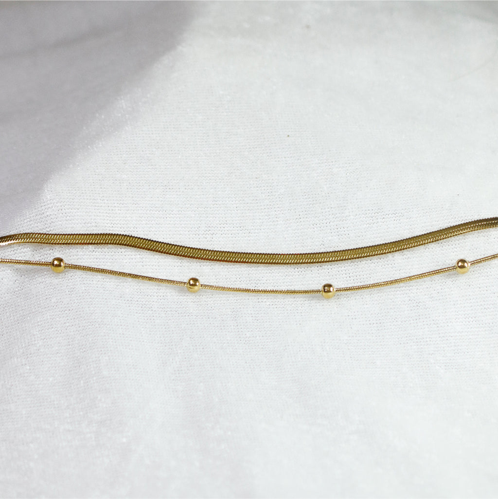 Golden Beaded Snake Chain Anklet