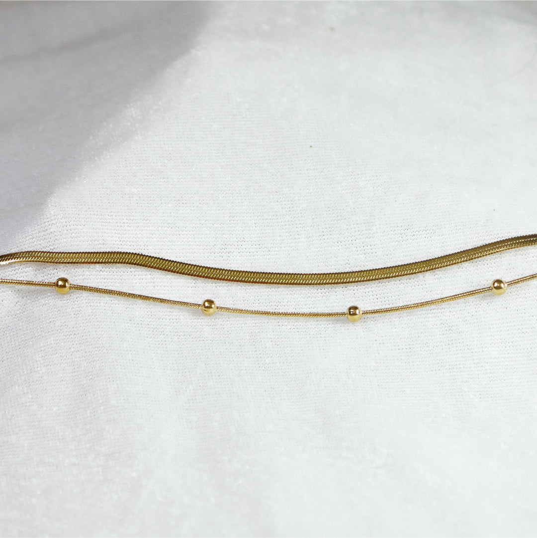 Golden Beaded Snake Chain Anklet