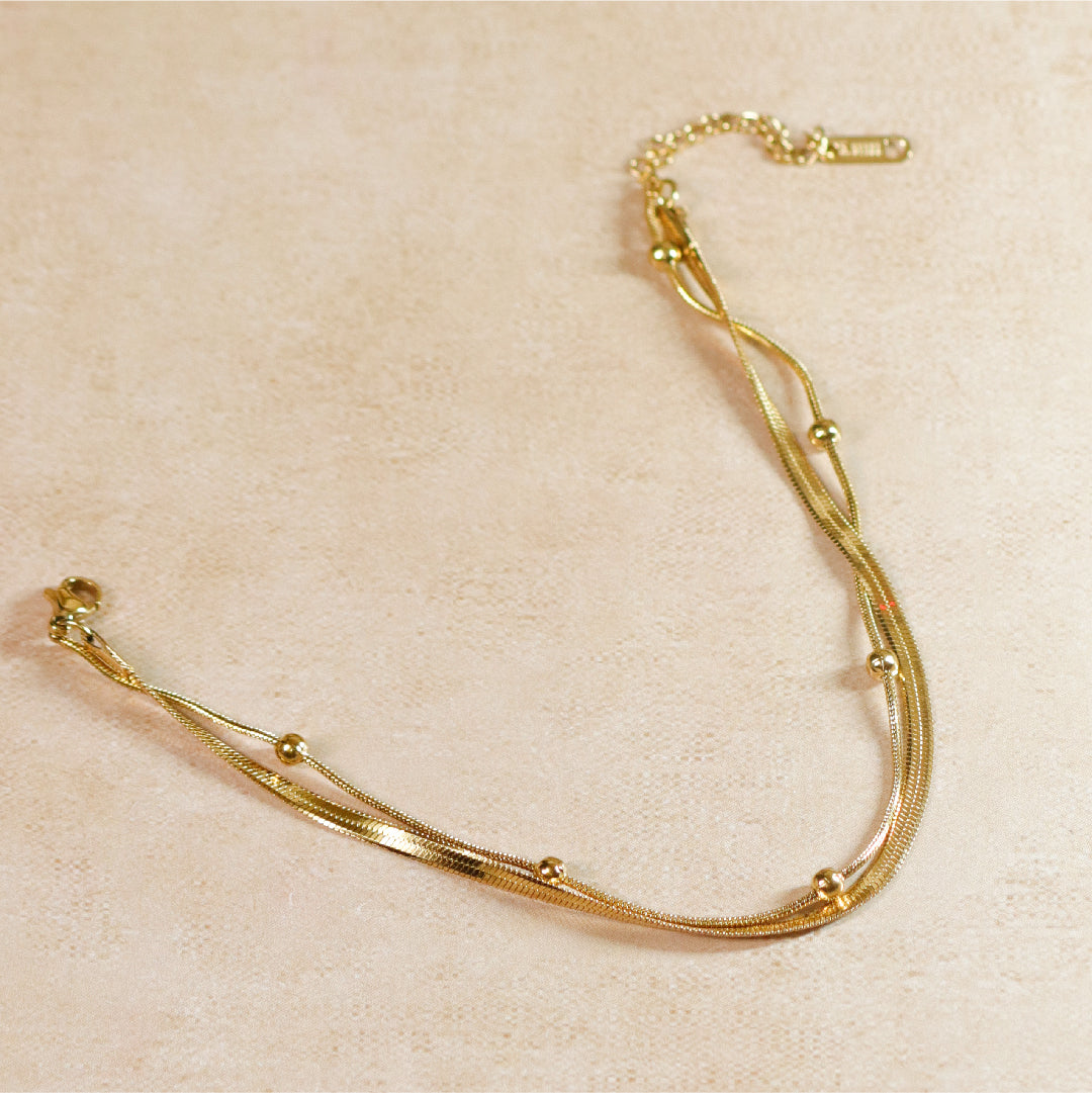 Golden Beaded Snake Chain Anklet