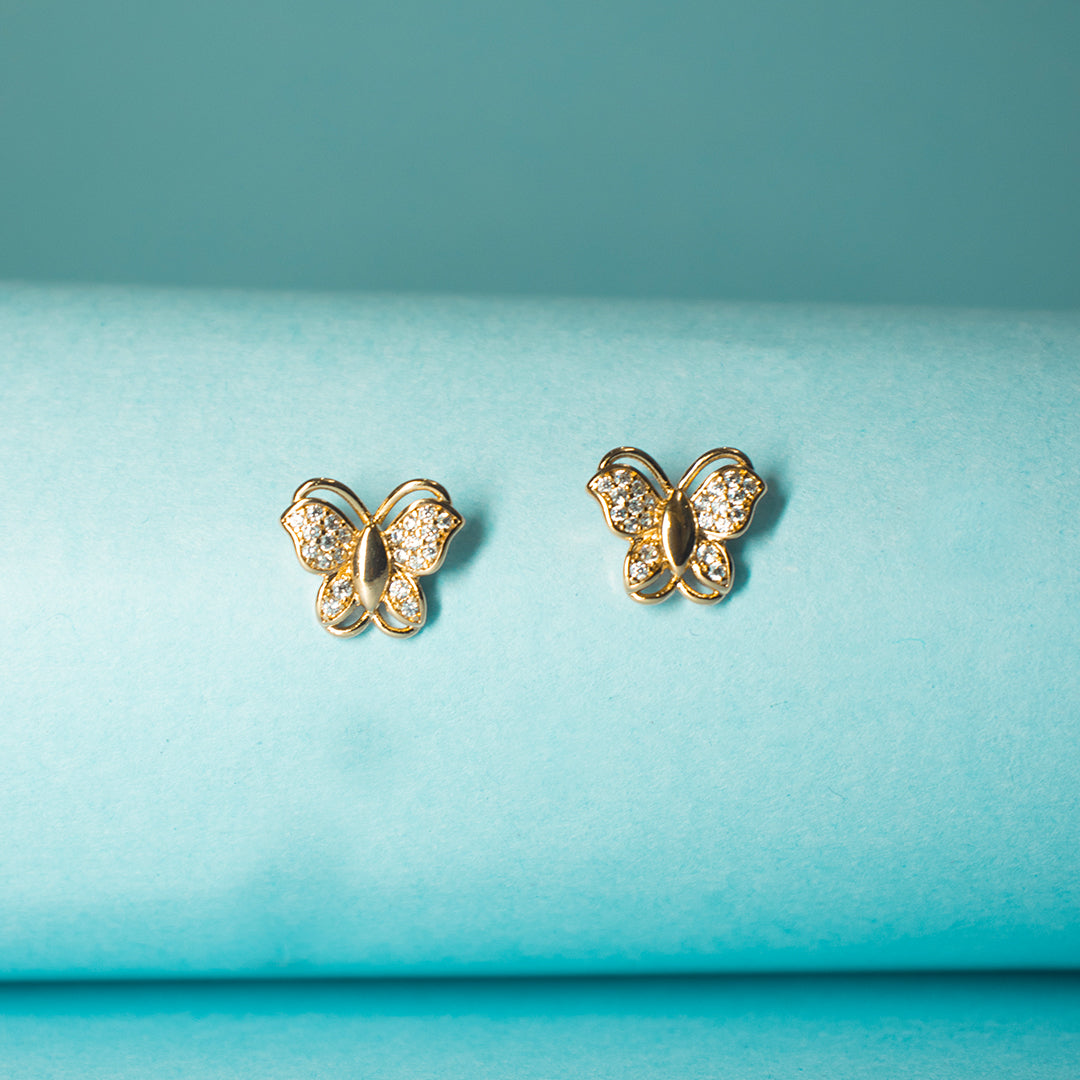 Golden Butterfly Studs