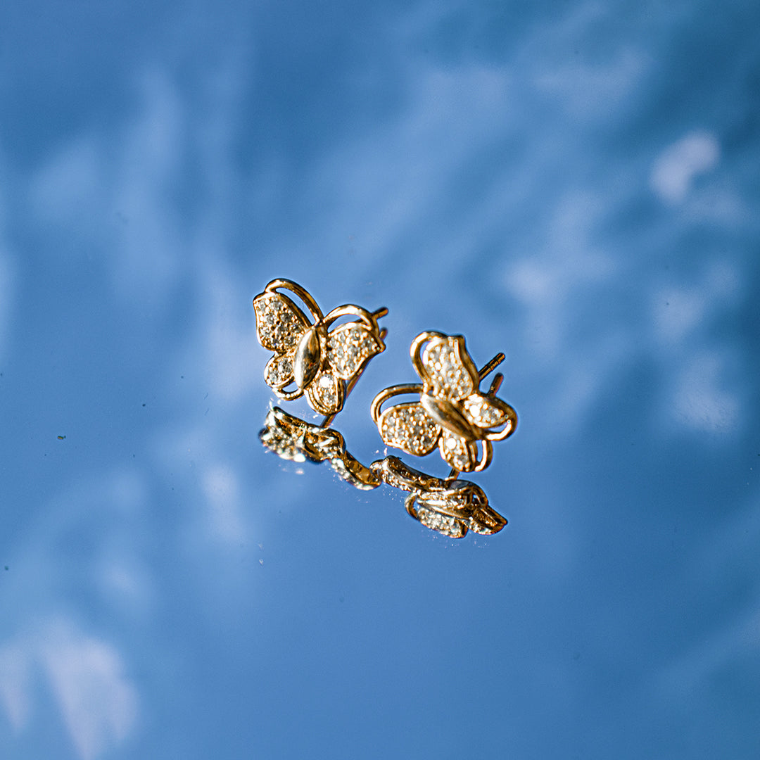 Golden Butterfly Studs