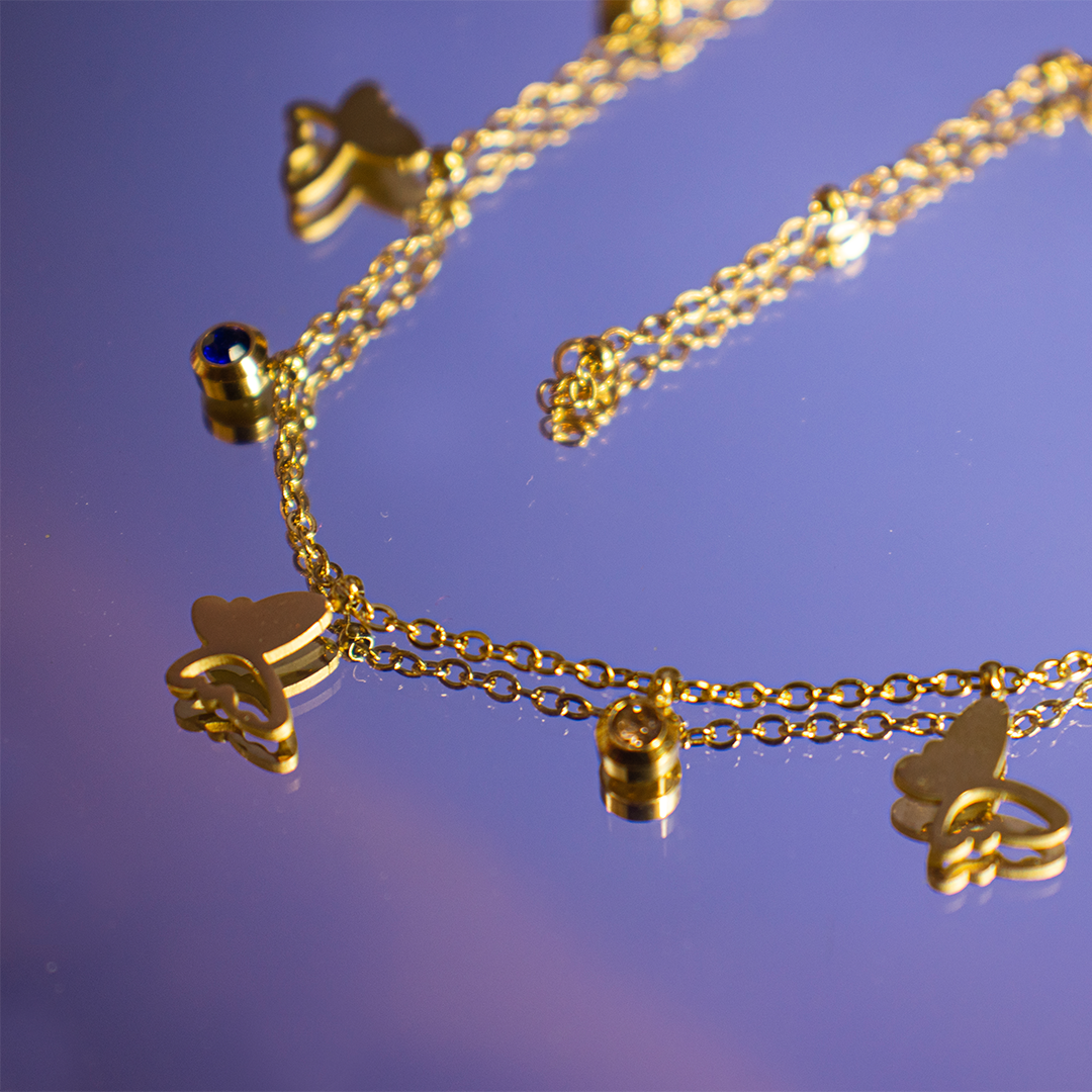 Multicolor Butterfly Charm Necklace