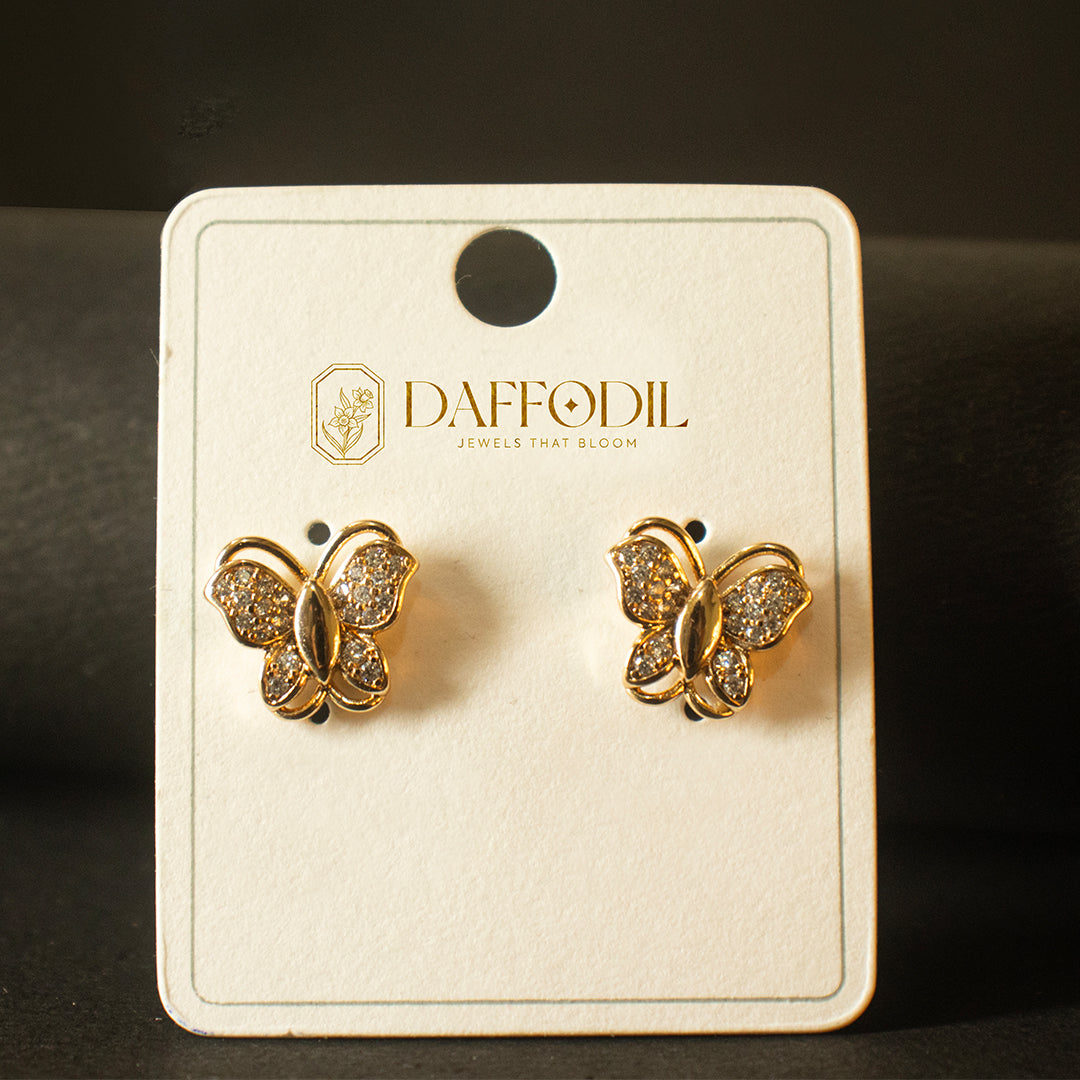 Golden Butterfly Studs