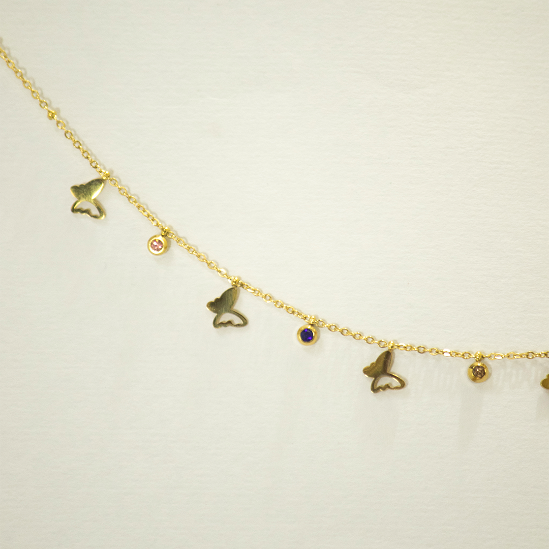Multicolor Butterfly Charm Necklace