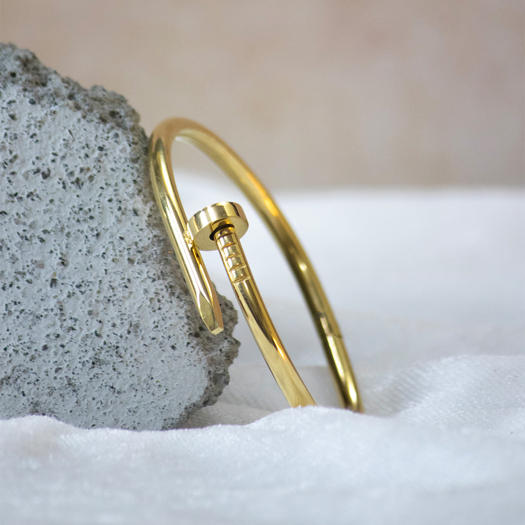 Sleek Nail-Inspired Gold Cuff