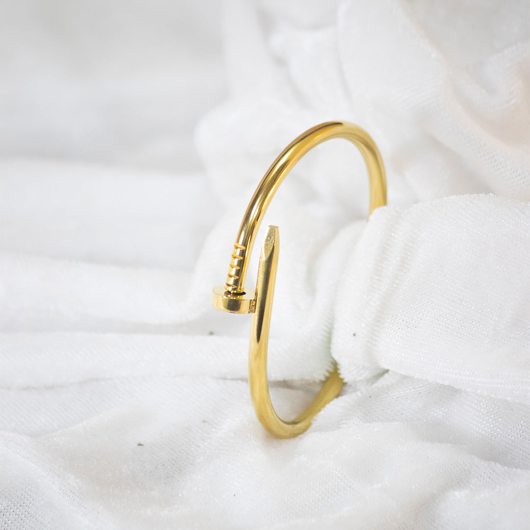 Sleek Nail-Inspired Gold Cuff