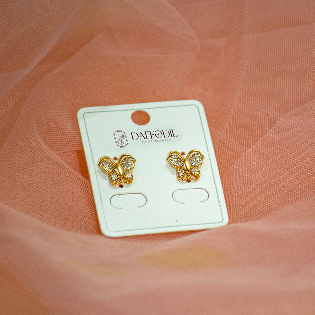 Golden Butterfly Studs