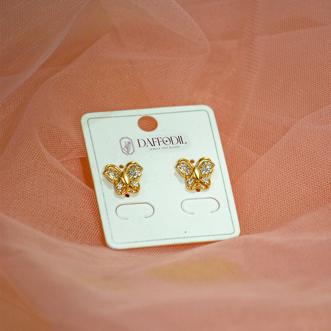 Golden Butterfly Studs