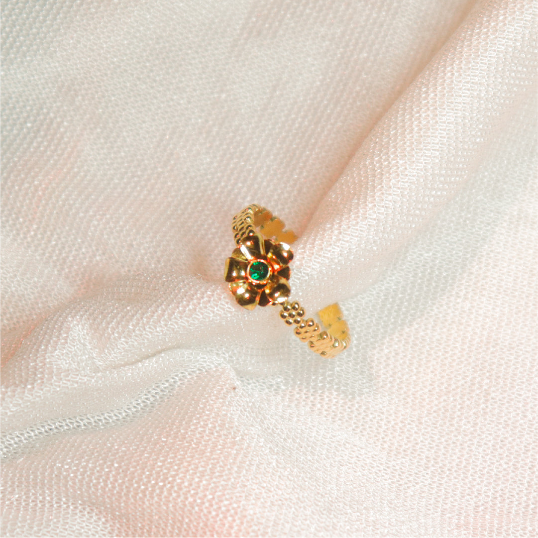 Floral Charm Adjustable Ring