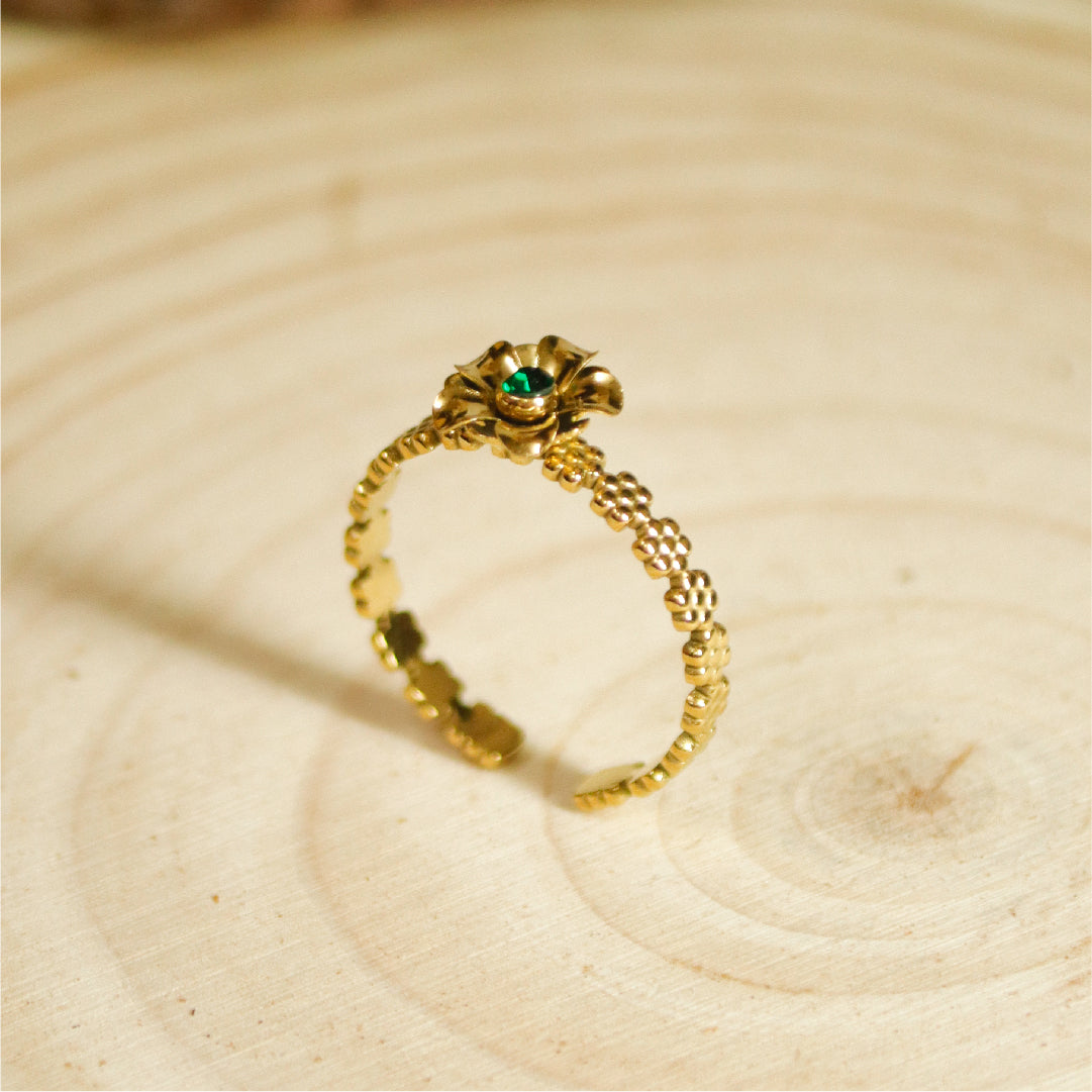 Floral Charm Adjustable Ring