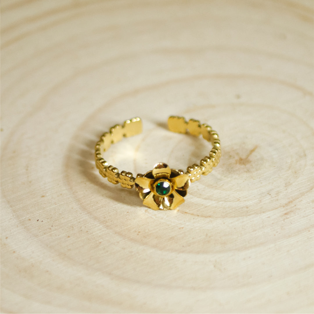 Floral Charm Adjustable Ring