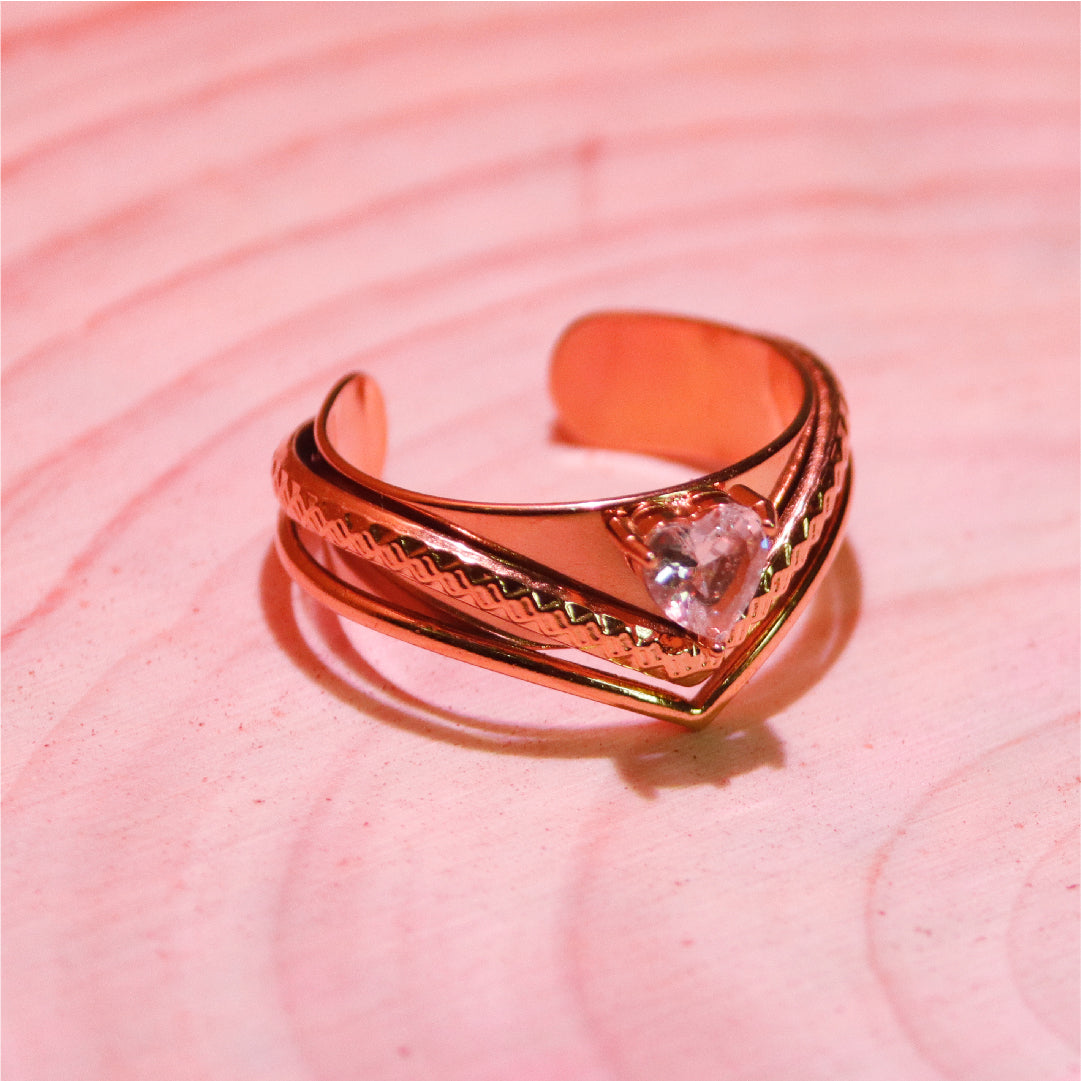 Crystal Heart Crown Ring