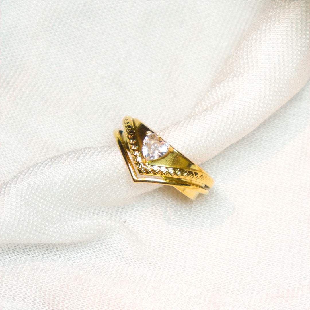 Crystal Heart Crown Ring
