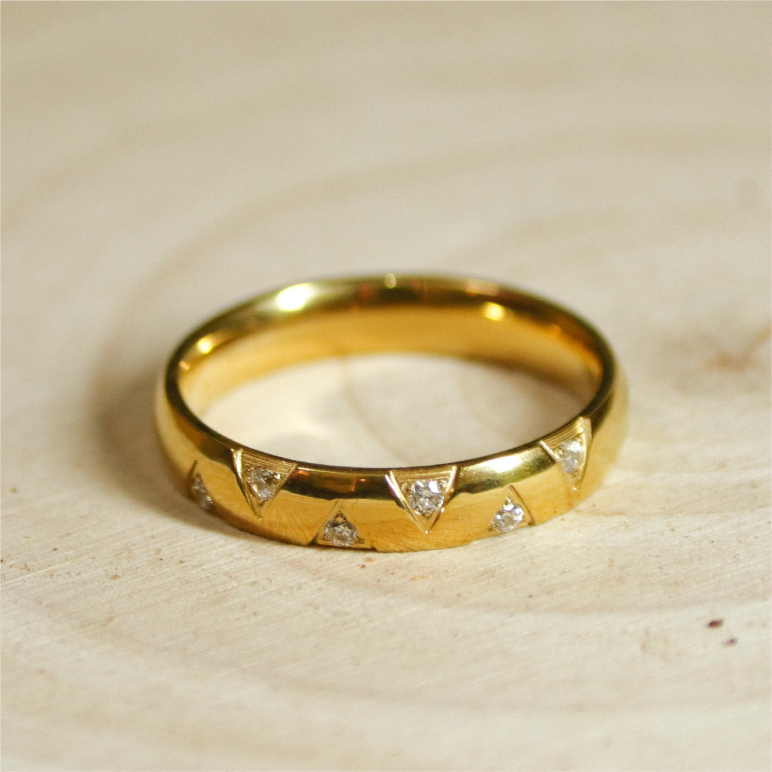 Geometric Diamond Band Ring