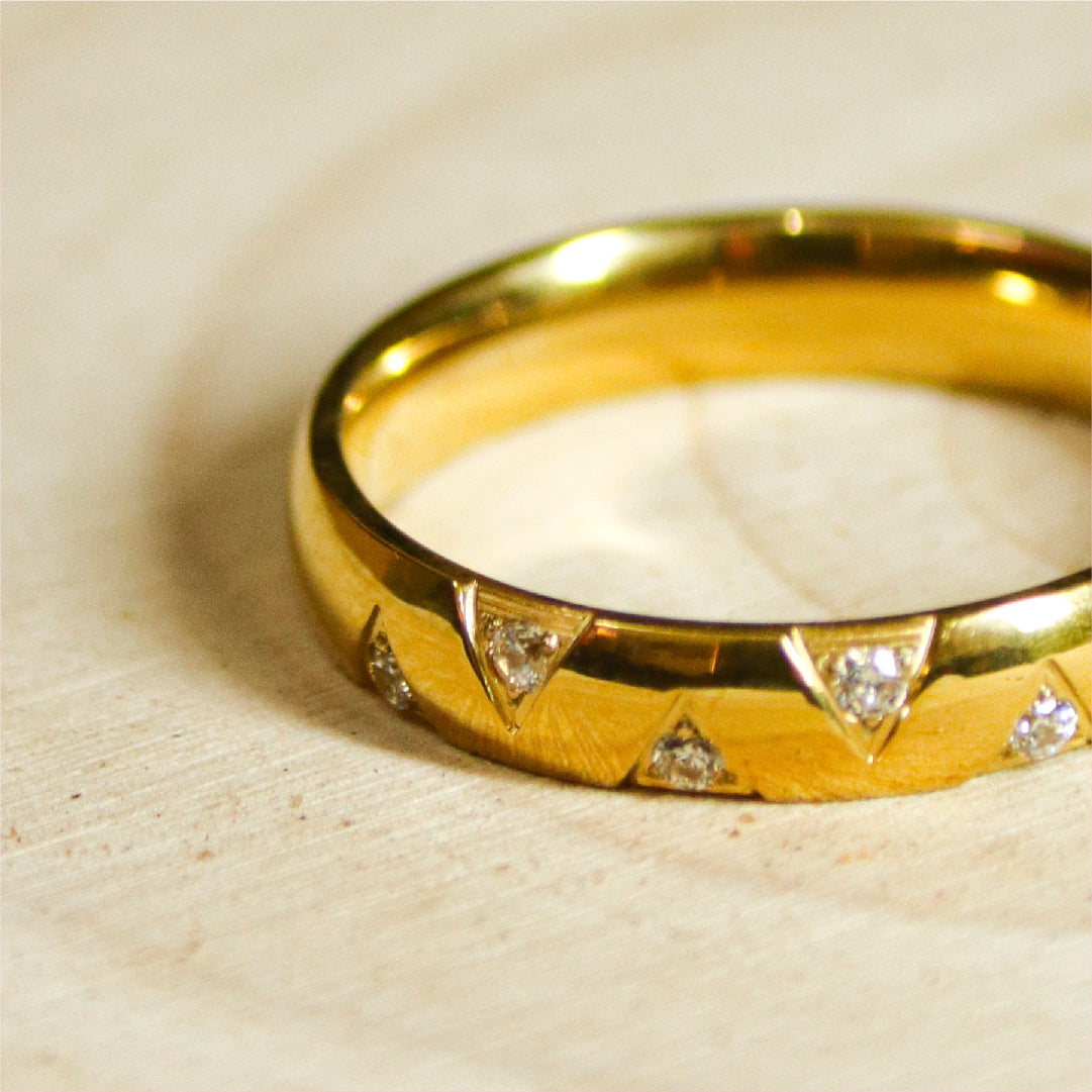 Geometric Diamond Band Ring