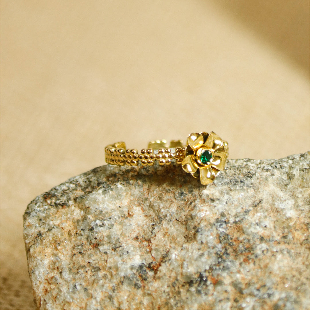 Floral Charm Adjustable Ring