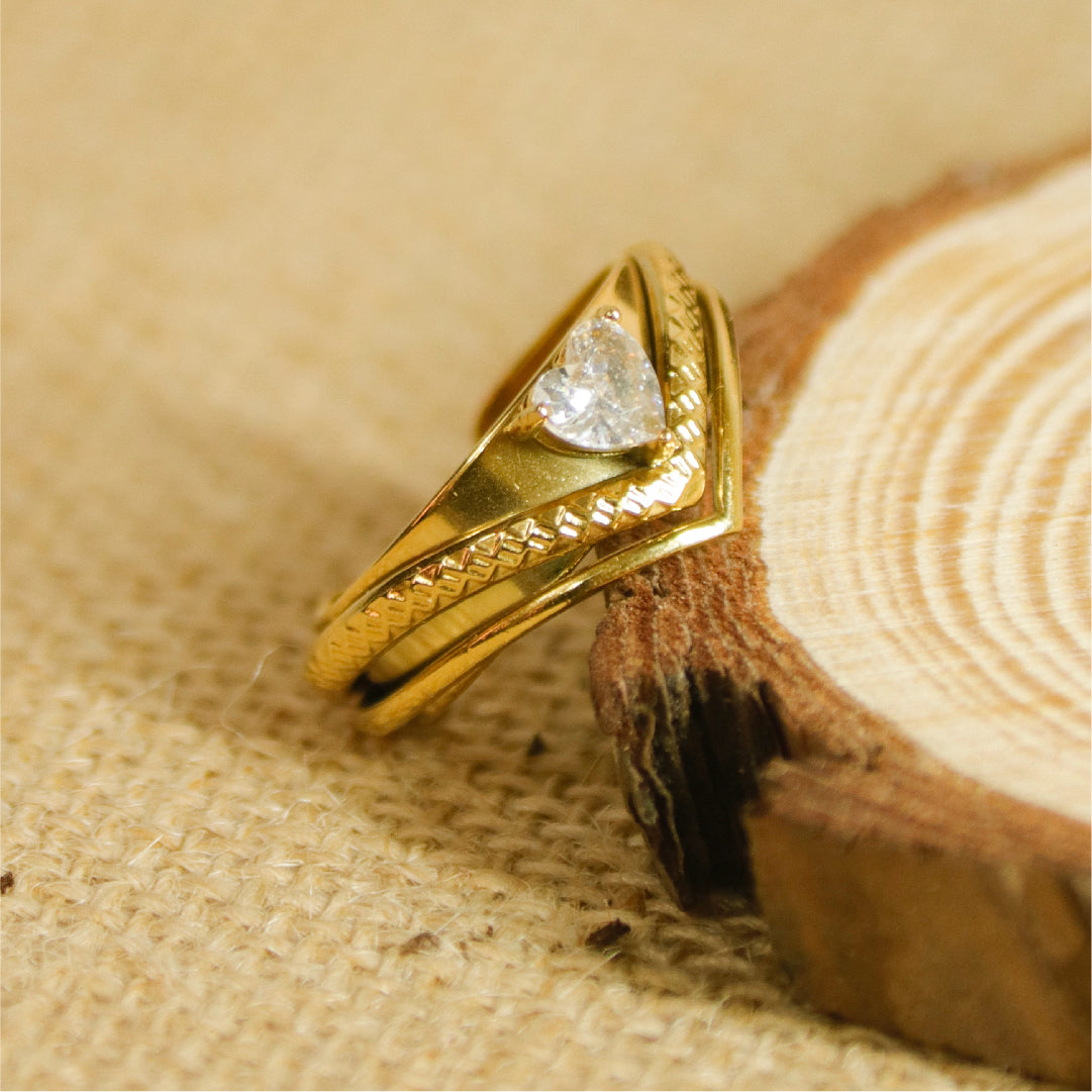 Crystal Heart Crown Ring
