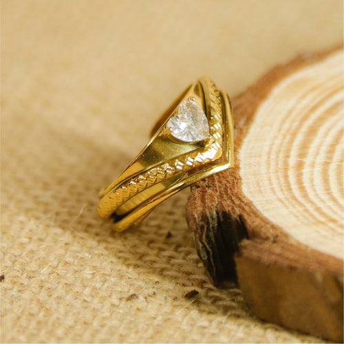 Crystal Heart Crown Ring